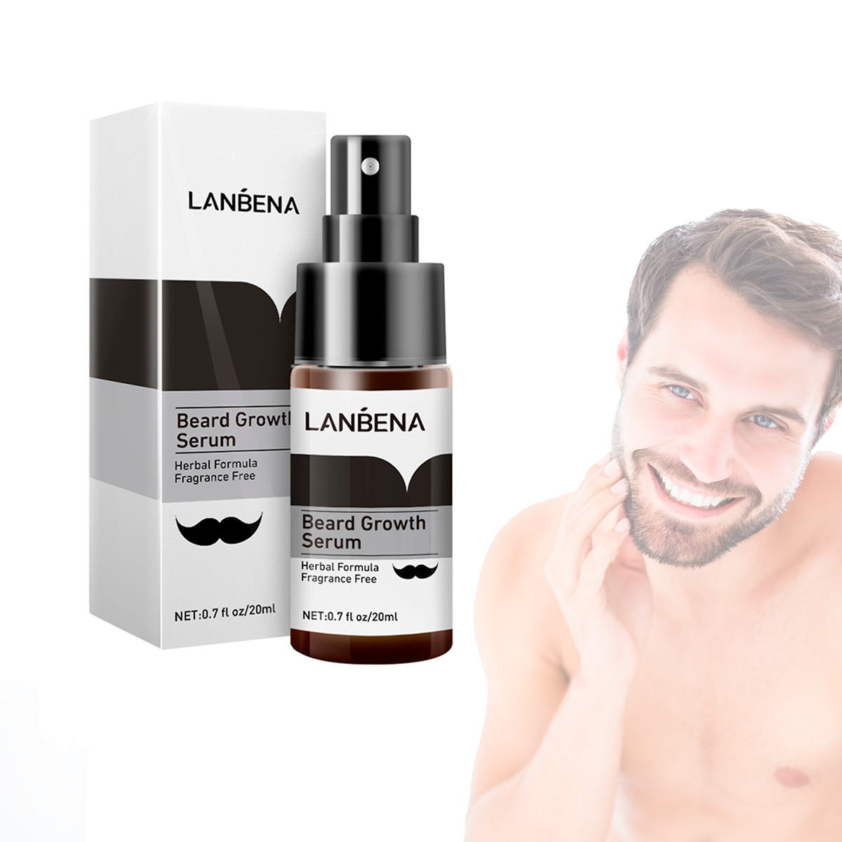 Lanbena Serum Spray Crecimiento De Barba Y Bigote Gruesa
