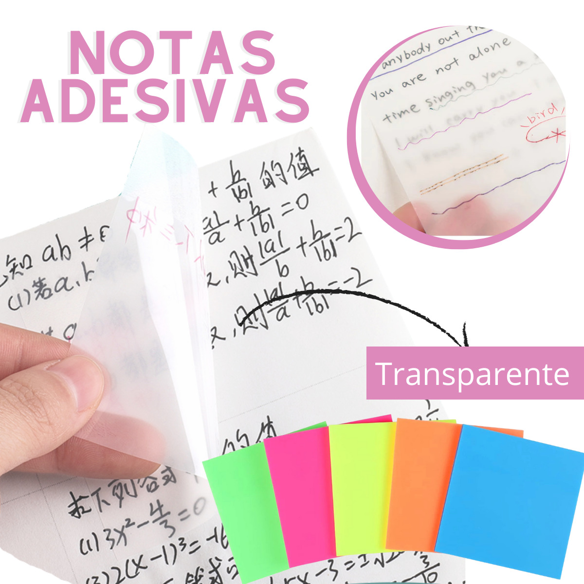 Notas Adhesivas Transparente Impermeable 50 Pz Block