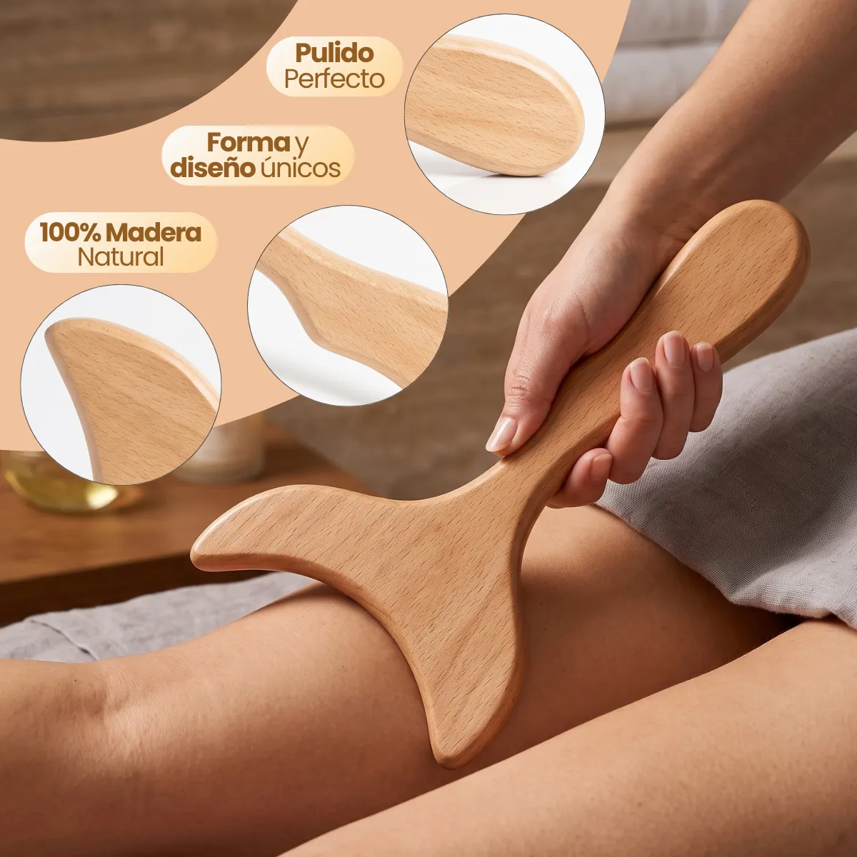 Masajeador Madera Drenaje Linfático Anti Celulitis Masaje - Imagen 6