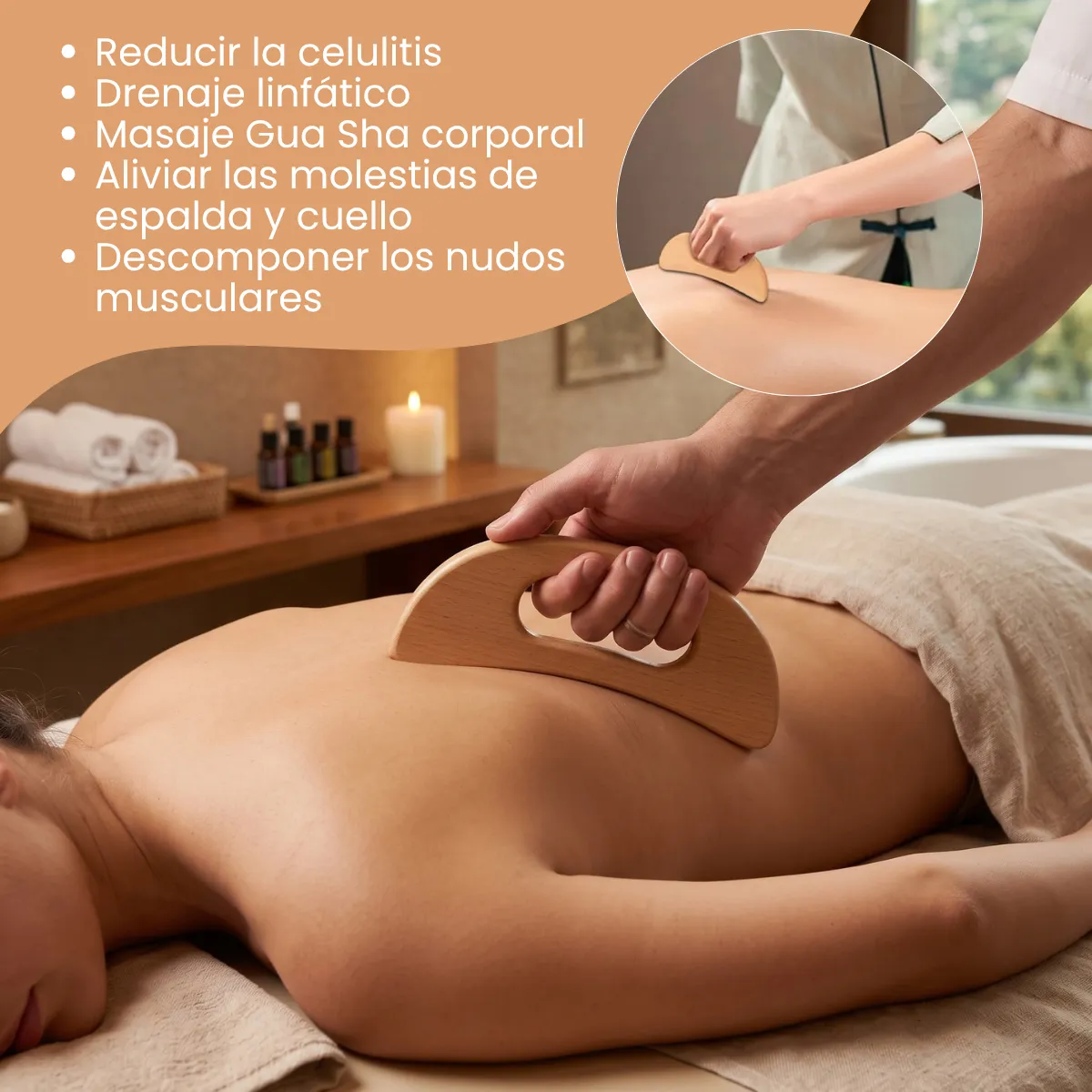 Raspador Masaje Corporal Gua Sha Masajeador Madera Piernas - Imagen 8