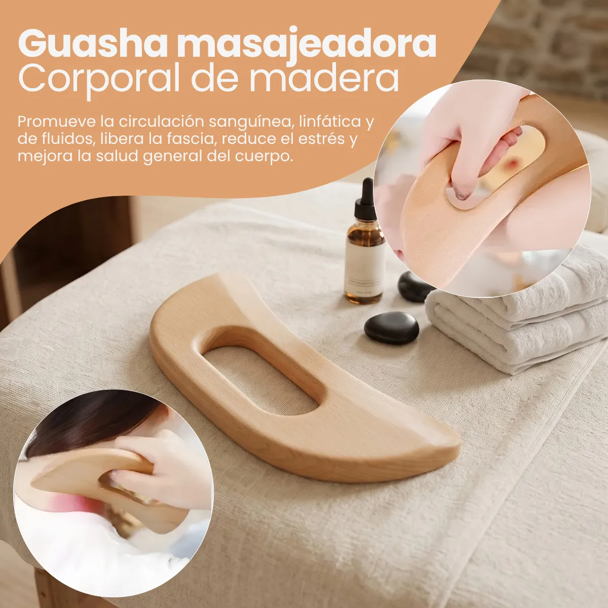 Raspador Masaje Corporal Gua Sha Masajeador Madera Piernas - Imagen 7