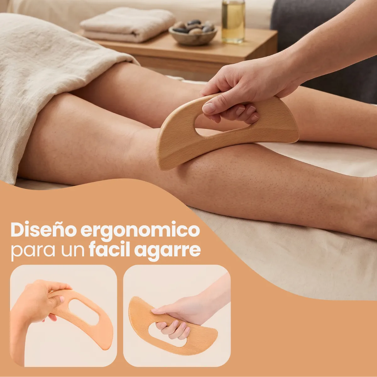 Raspador Masaje Corporal Gua Sha Masajeador Madera Piernas - Imagen 4