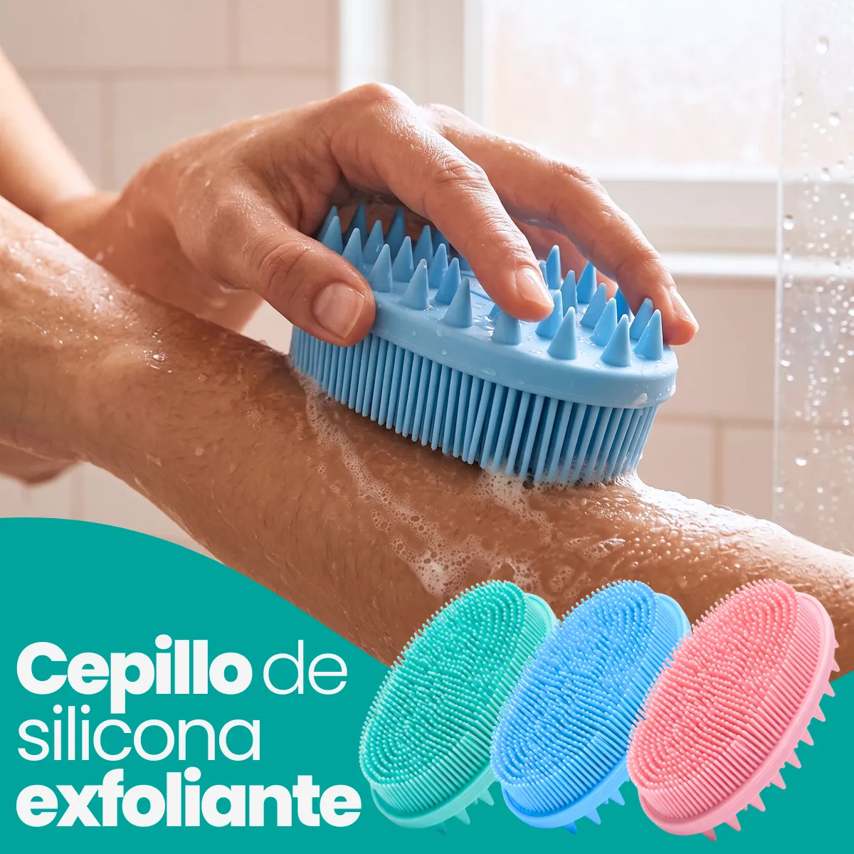 Cepillo Doble Cara Silicona Limpieza Corporal Cabello - Imagen 5