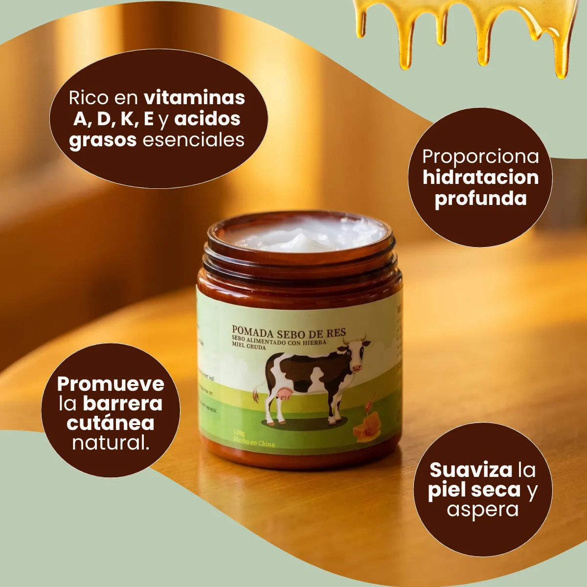 Bálsamo Facial Sebo Res Miel 120g Hidratante Cicatrizante - Imagen 7