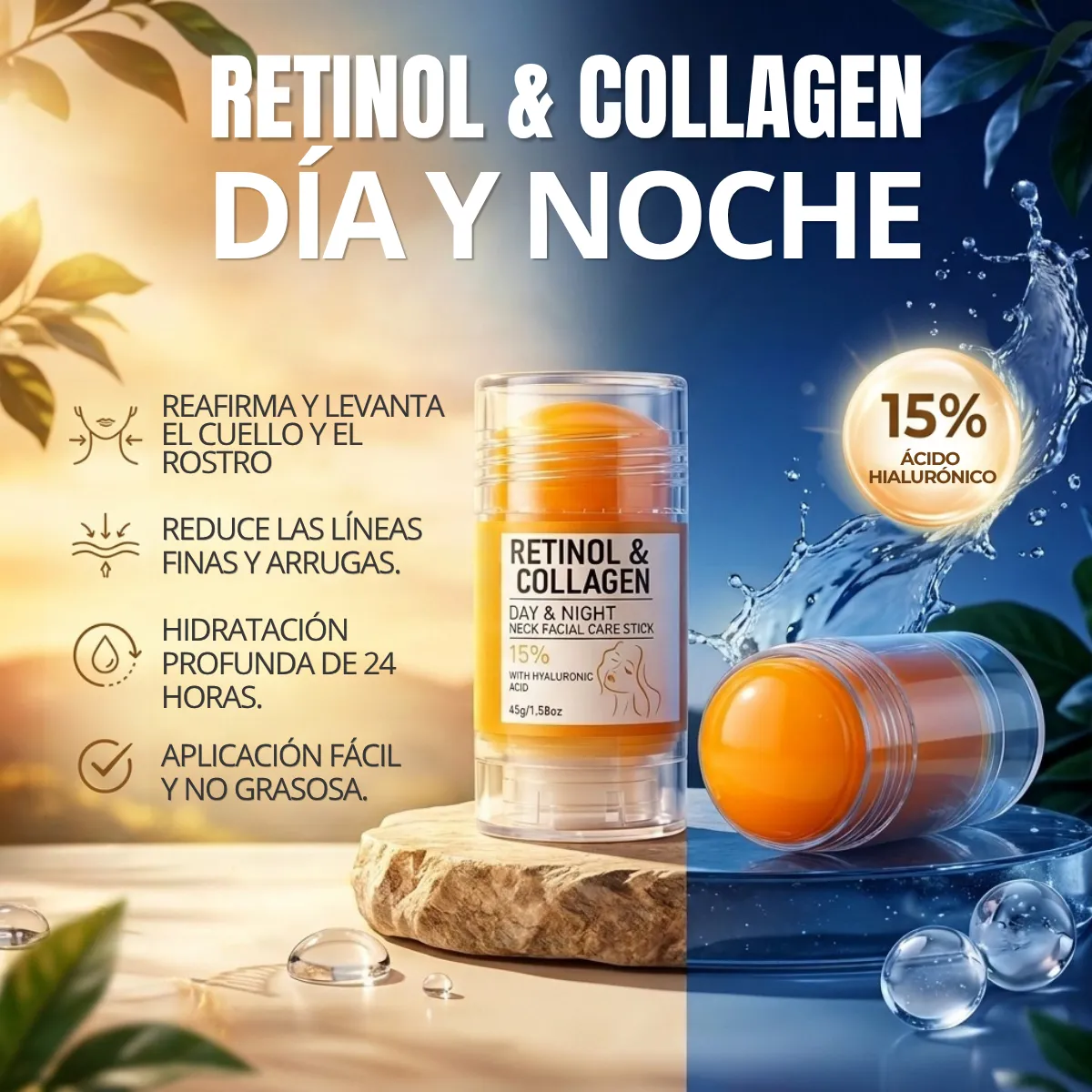 Crema en Barra para Rostro y Cuello con Retinol, Colágeno y Ácido Hialurónico - Imagen 4