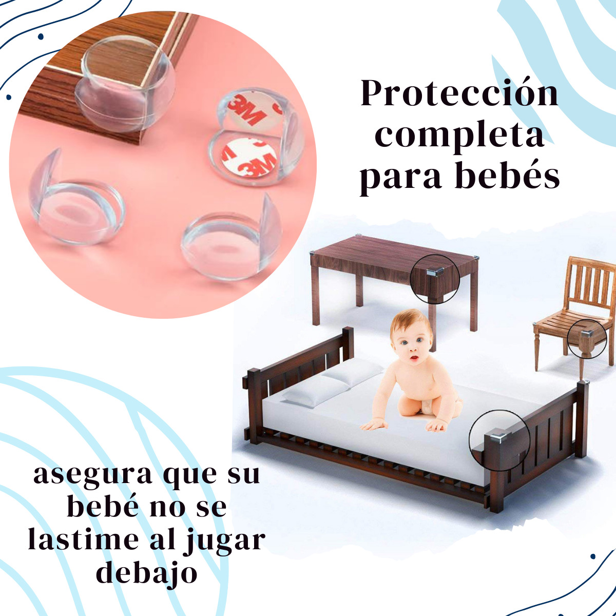 Bebe Earth - Protectores de esquina a prueba de bebés, 12 protectores de  esquina para muebles, protectores de esquina para mesa, protector de