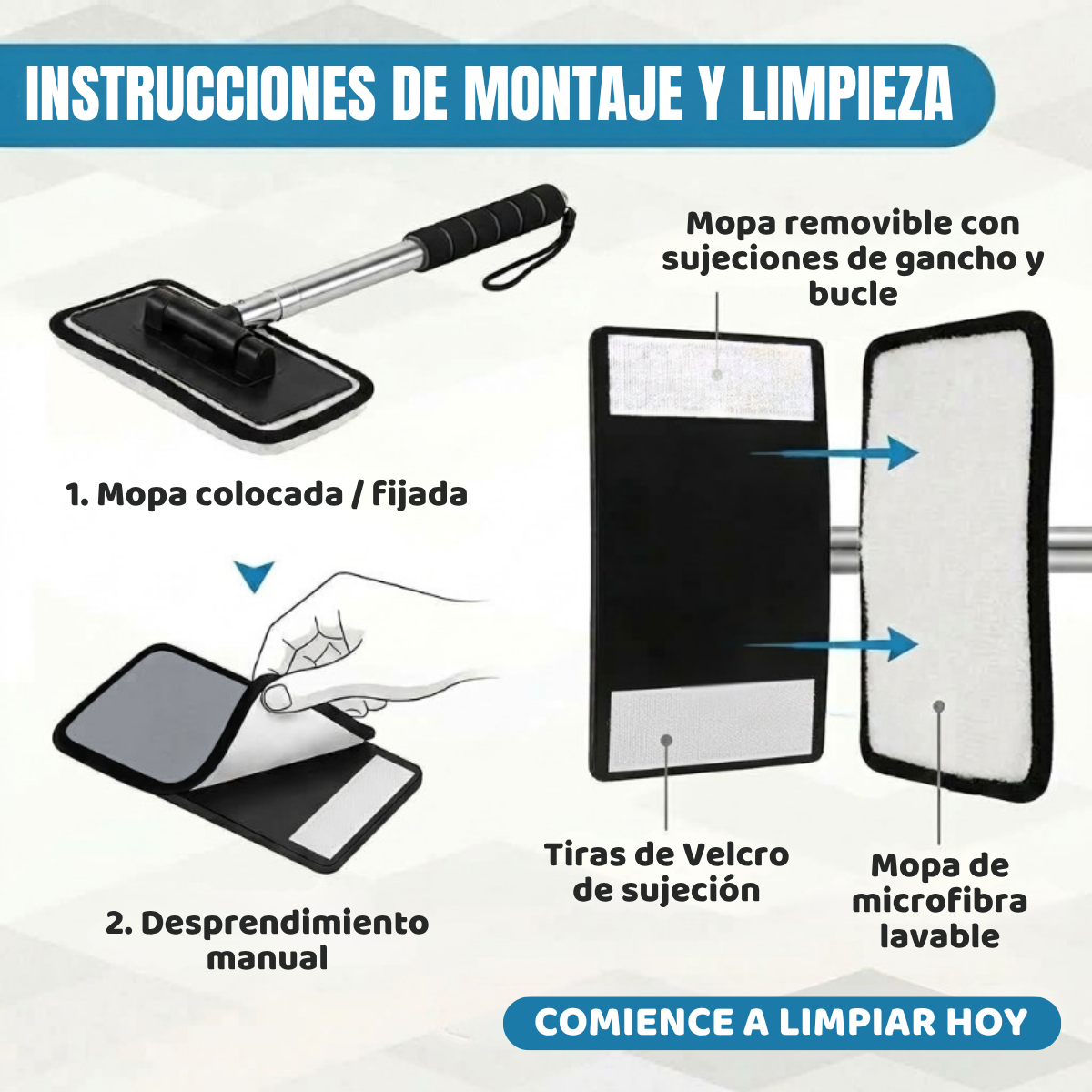 Limpiador Extensible Parabrisas con Mopa de Microfibra Auto - Imagen 3