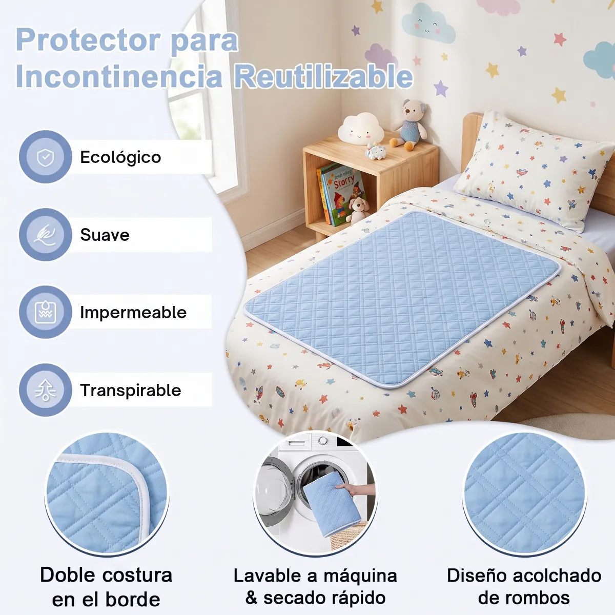 Cubre Colchón Impermeable Manta Incontinencia Lavable 80x120 - Imagen 6