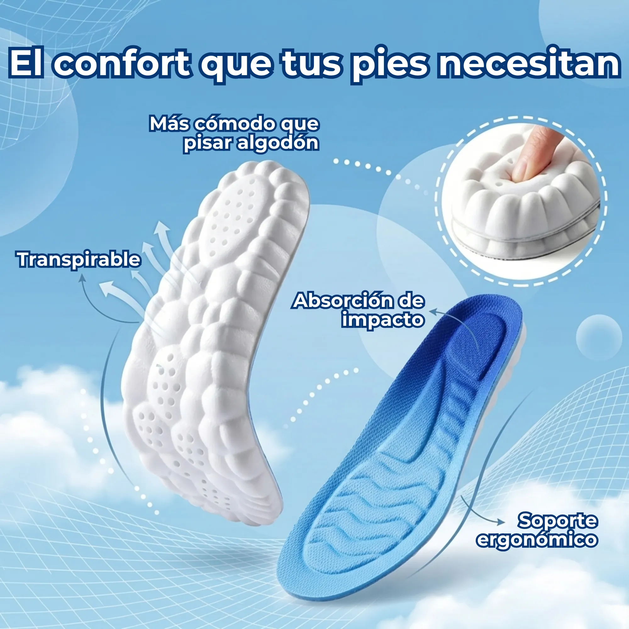Plantilla Memory Foam Ortopédica: Soporte Deportivo (1 Par) - Imagen 5