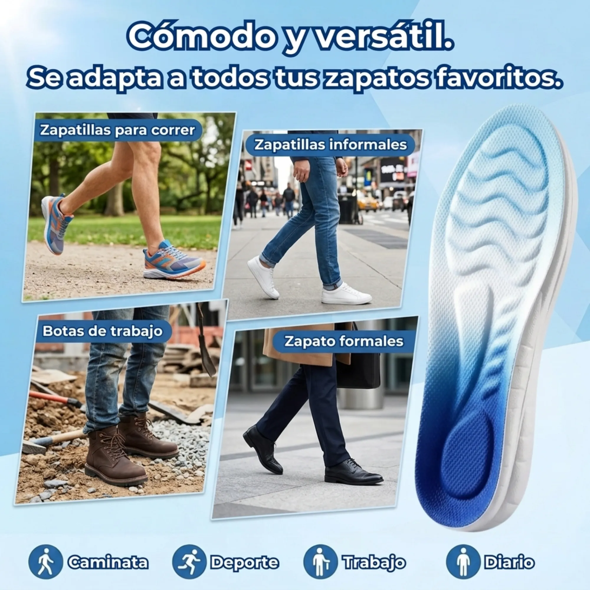 Plantilla Memory Foam Ortopédica: Soporte Deportivo (1 Par) - Imagen 6