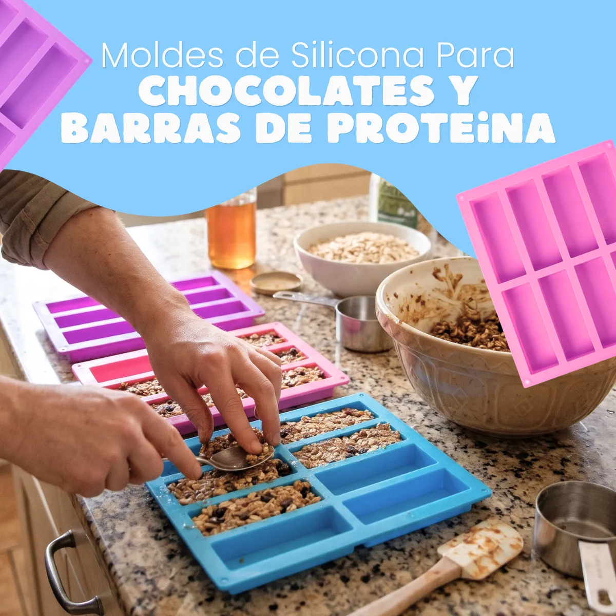 Molde Silicona Barras Proteina Chocolate 8 Cavidades 1 Pieza - Imagen 3