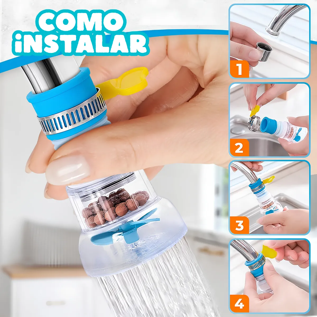 3 Filtros Ahorro Agua Boquilla Grifo Rociador Giratorio 360° - Imagen 8