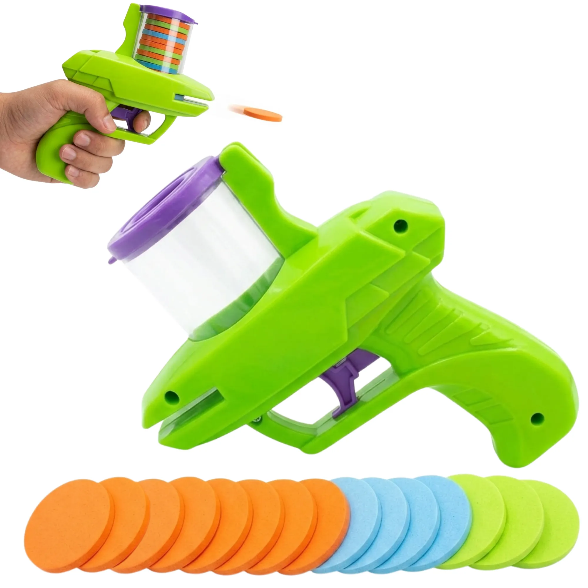 Pistola Juguete Lanzadora de Discos de Espuma Automática 1pz
