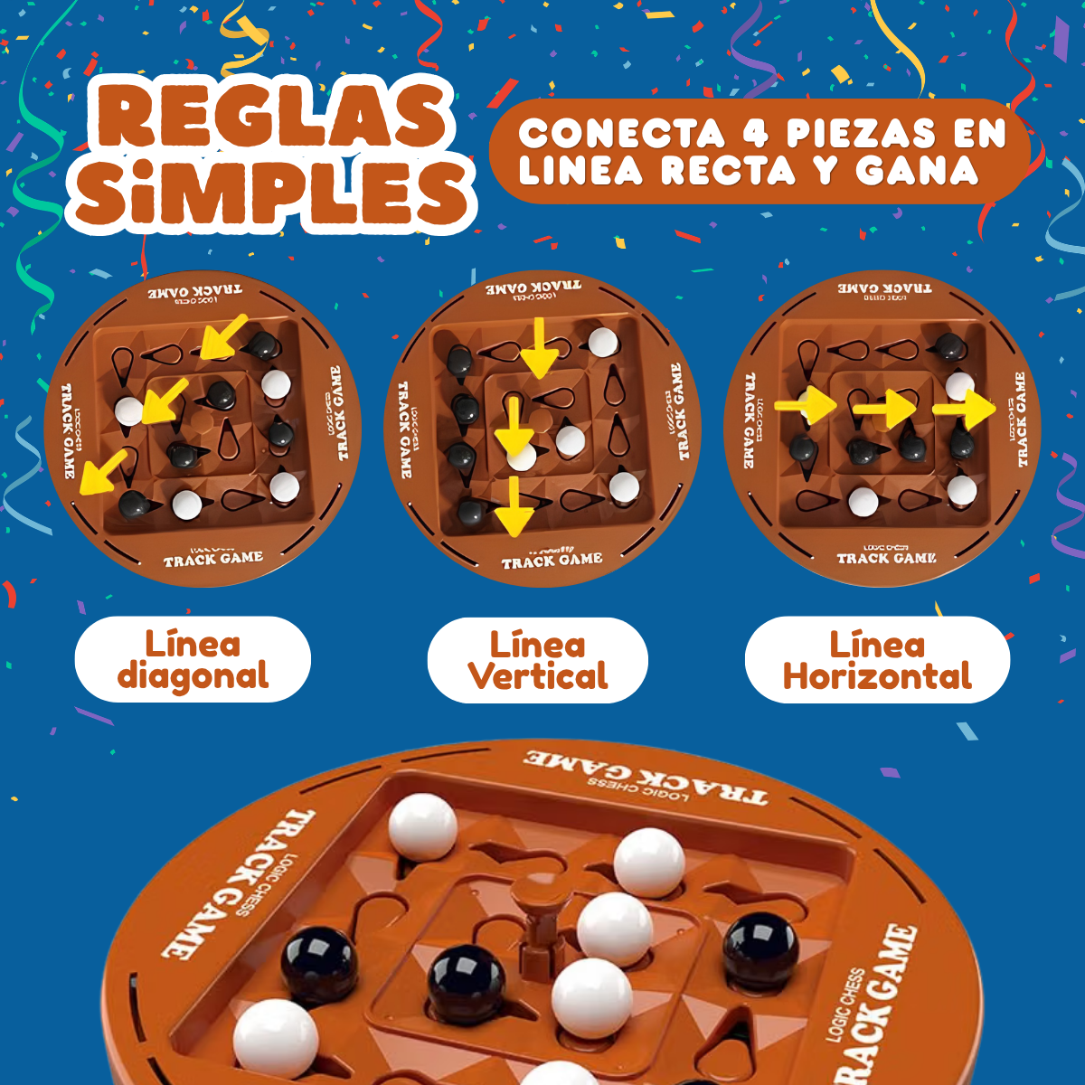 Juego Mesa Estratégico Ajedrez Lógico Puzle Giratorio 4 en Línea - Imagen 4