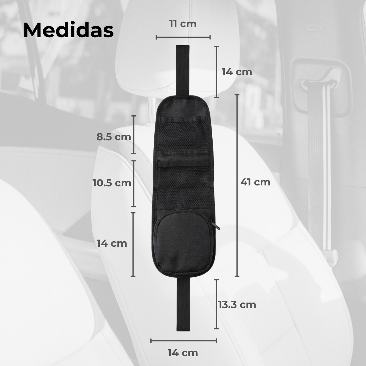 Bolsa organizadora lateral para asiento de auto - Imagen 3