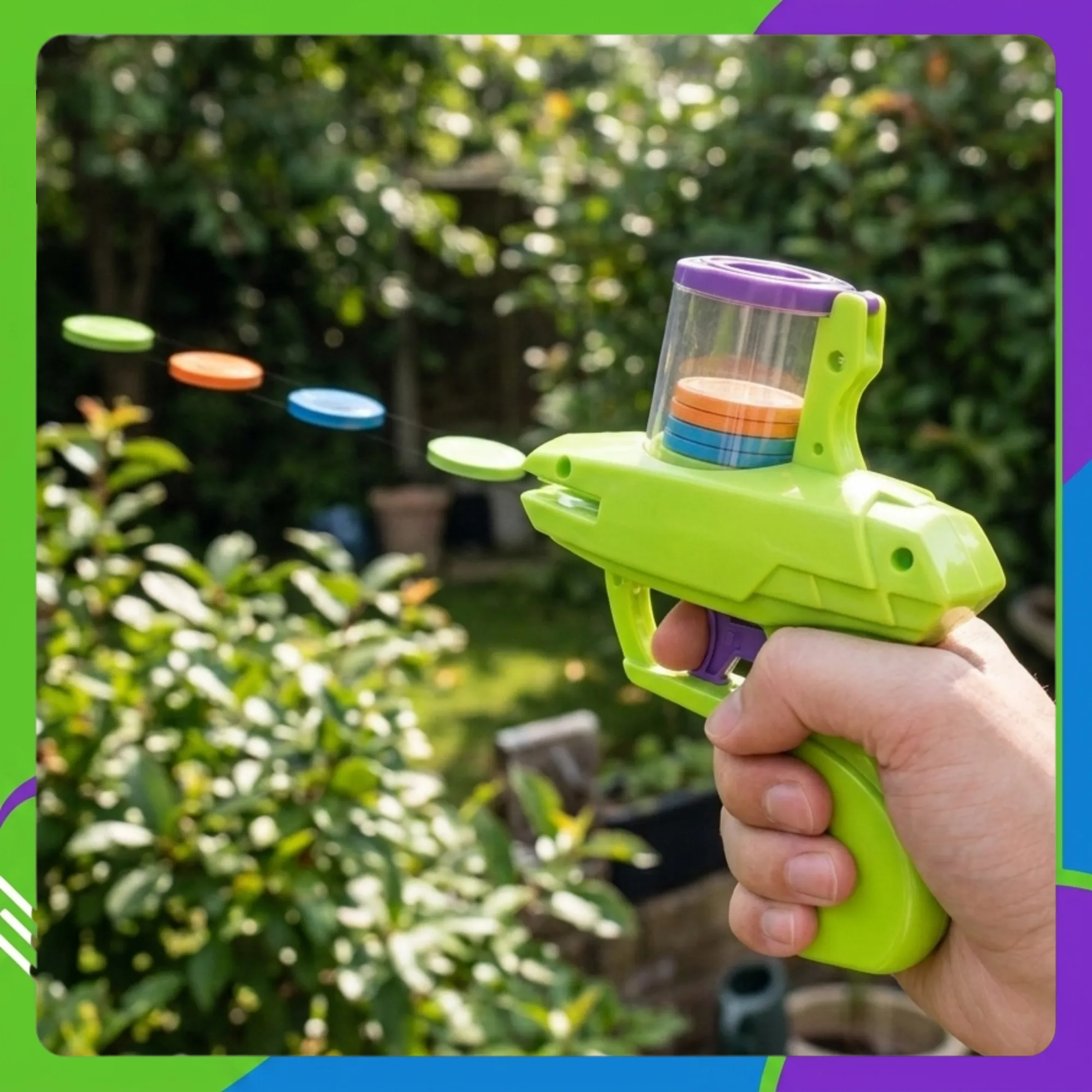 Pistola Juguete Lanzadora de Discos de Espuma Automática 1pz - Imagen 8