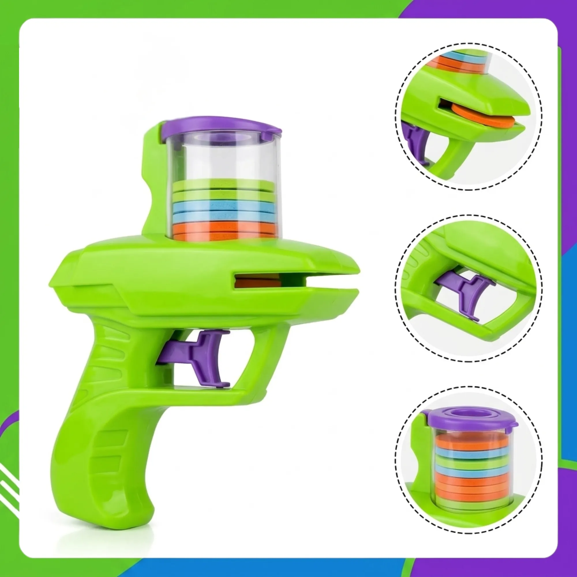Pistola Juguete Lanzadora de Discos de Espuma Automática 1pz - Imagen 7