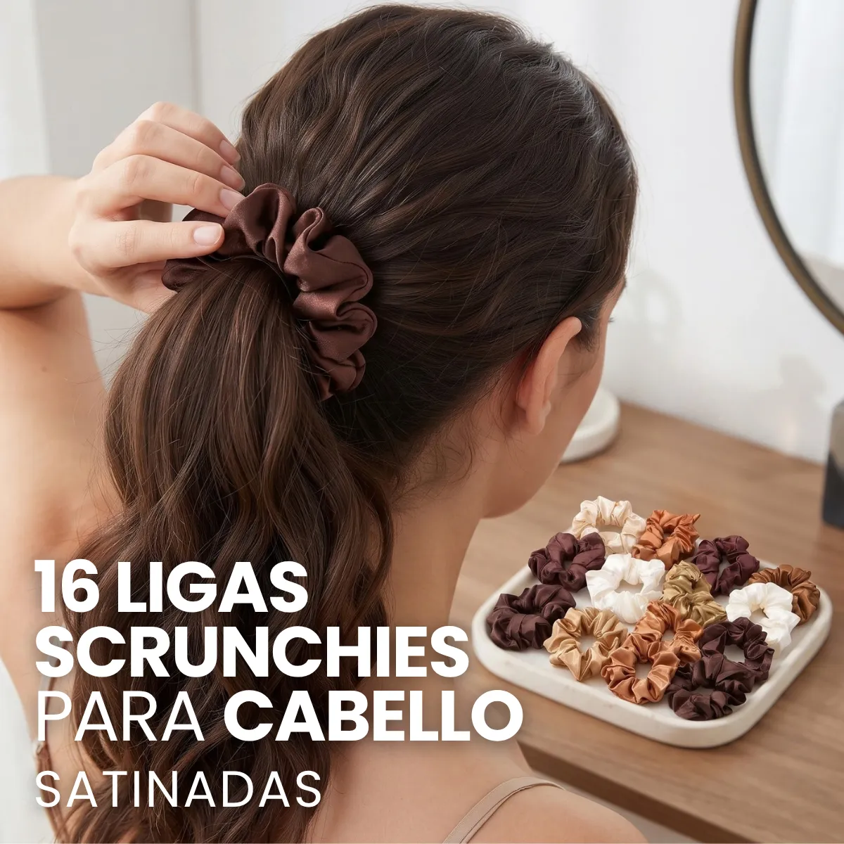 16 Ligas Scrunchies De Satén Elásticas Para Cabello Peinado - Imagen 7