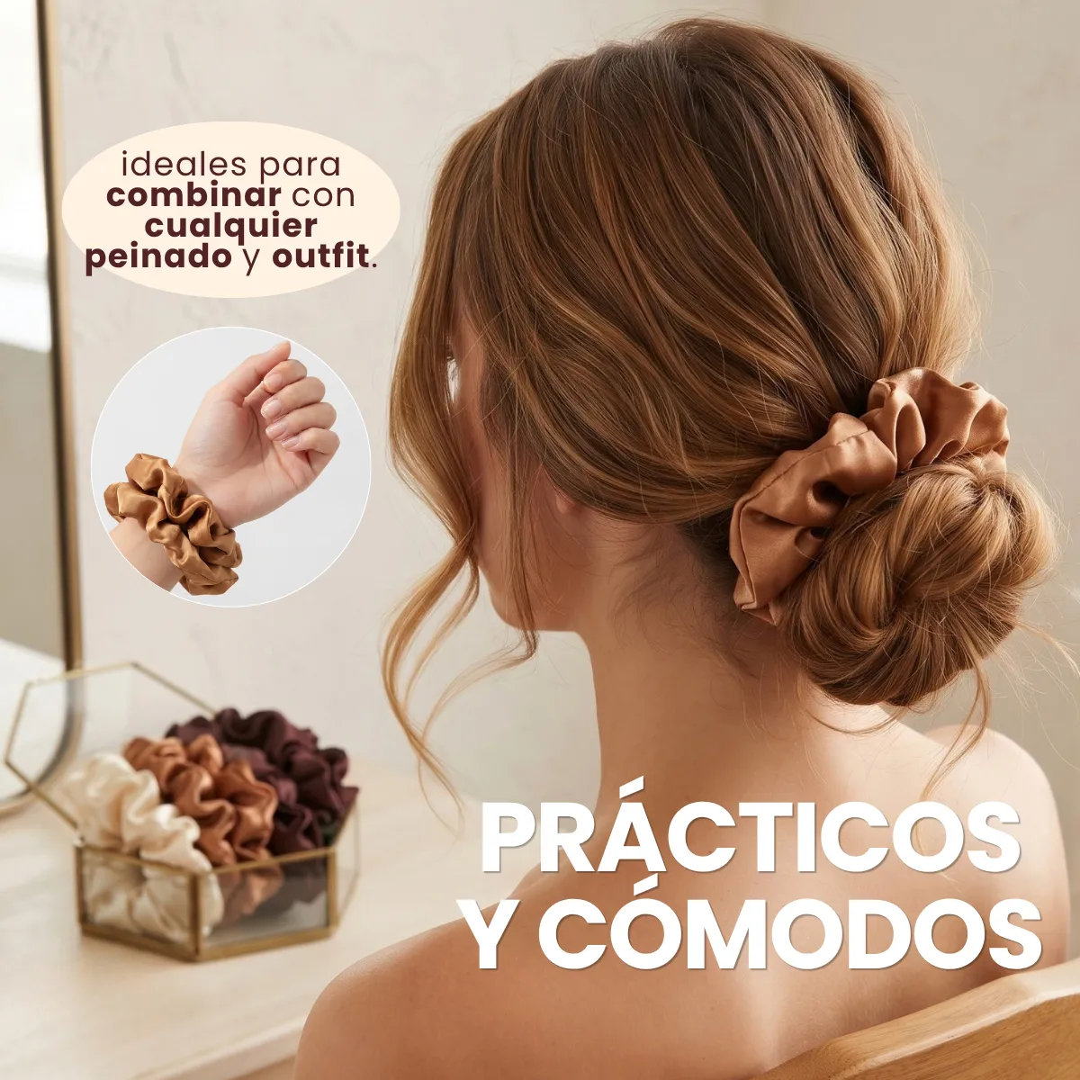 16 Ligas Scrunchies De Satén Elásticas Para Cabello Peinado - Imagen 5
