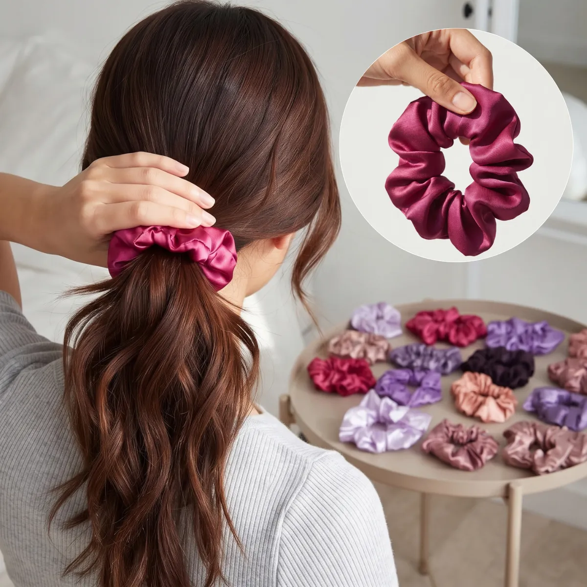 16 Ligas Scrunchies De Satén Elásticas Para Cabello Peinado - Imagen 4