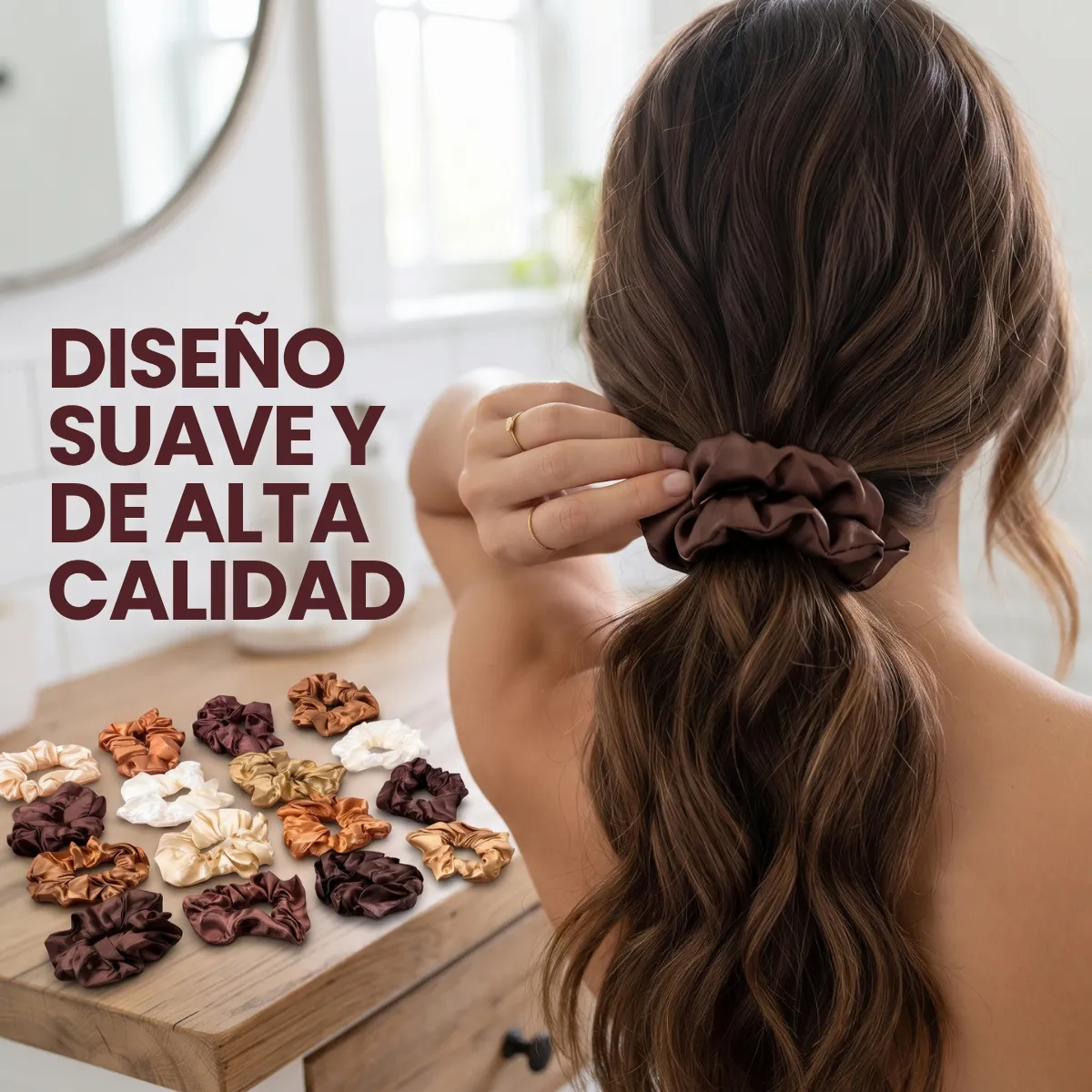 16 Ligas Scrunchies De Satén Elásticas Para Cabello Peinado - Imagen 3