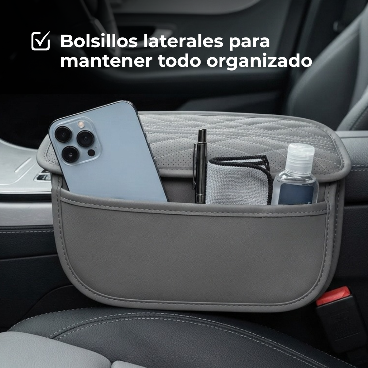 Apoyabrazos para Coche con Cojín Acolchado y Bolsillos de Almacenamiento - Imagen 5