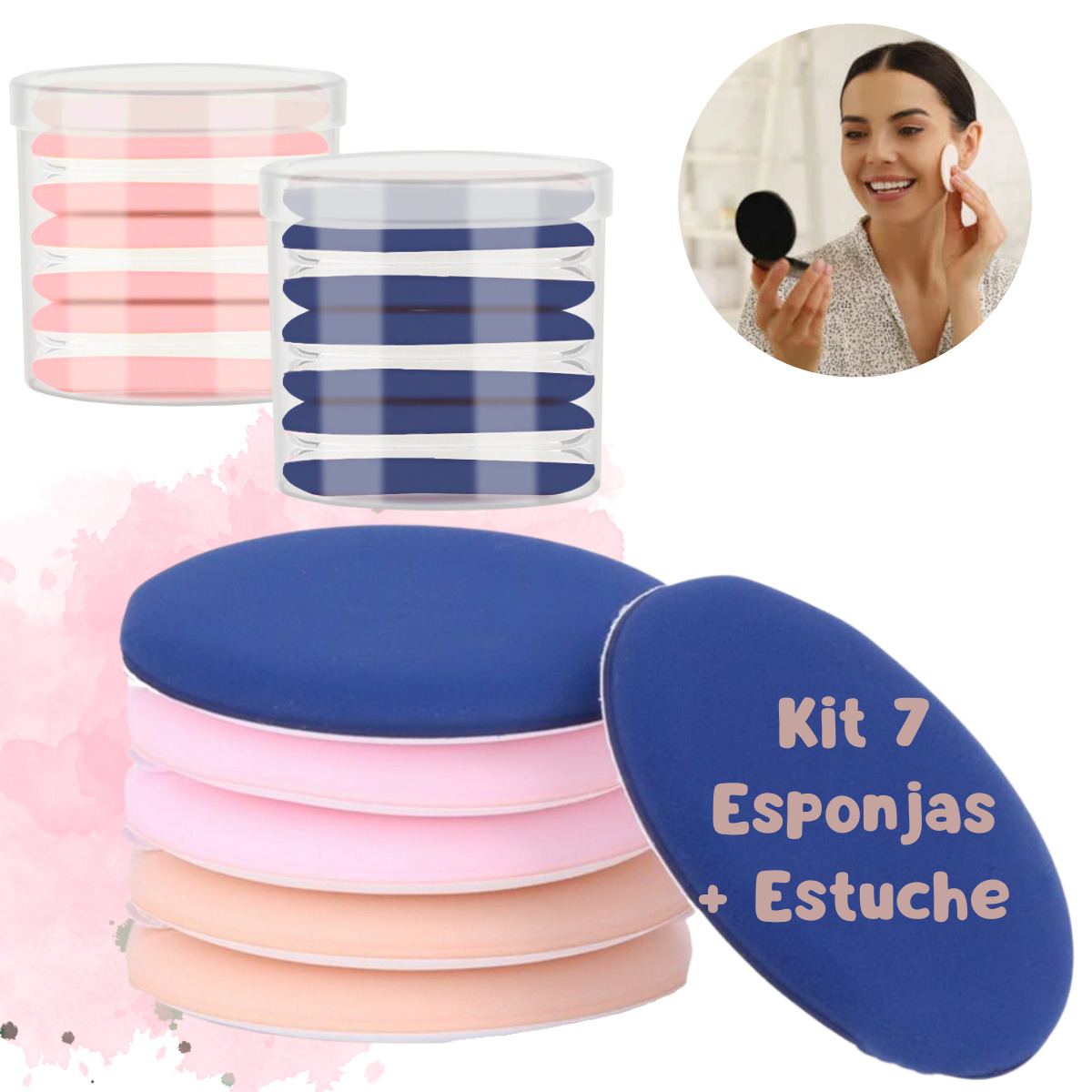 Kit Esponja Puff Para Aplicar Maquillaje Polvo Estuche 7pz