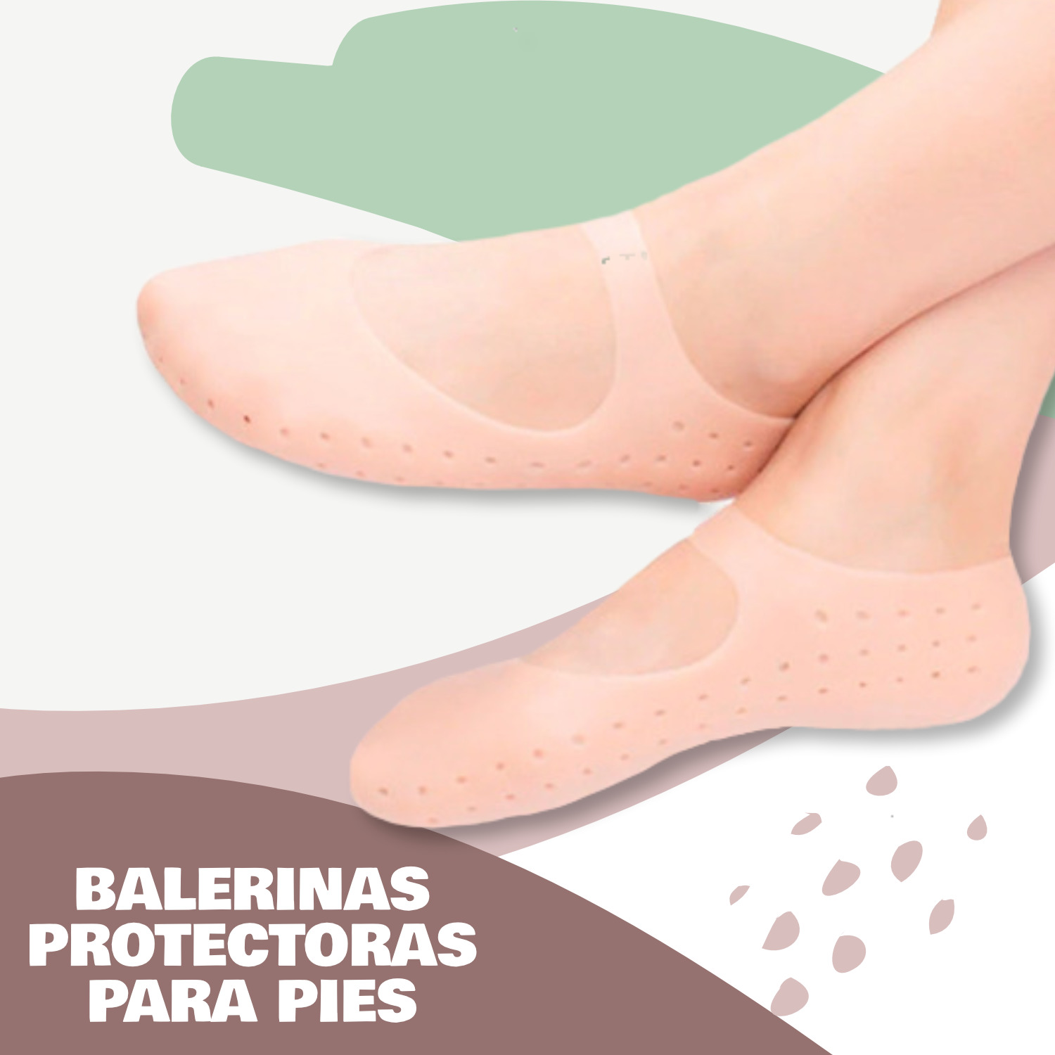 Balerinas Protectoras de Pie Completo Calcetín Gel Silicona 1 Par