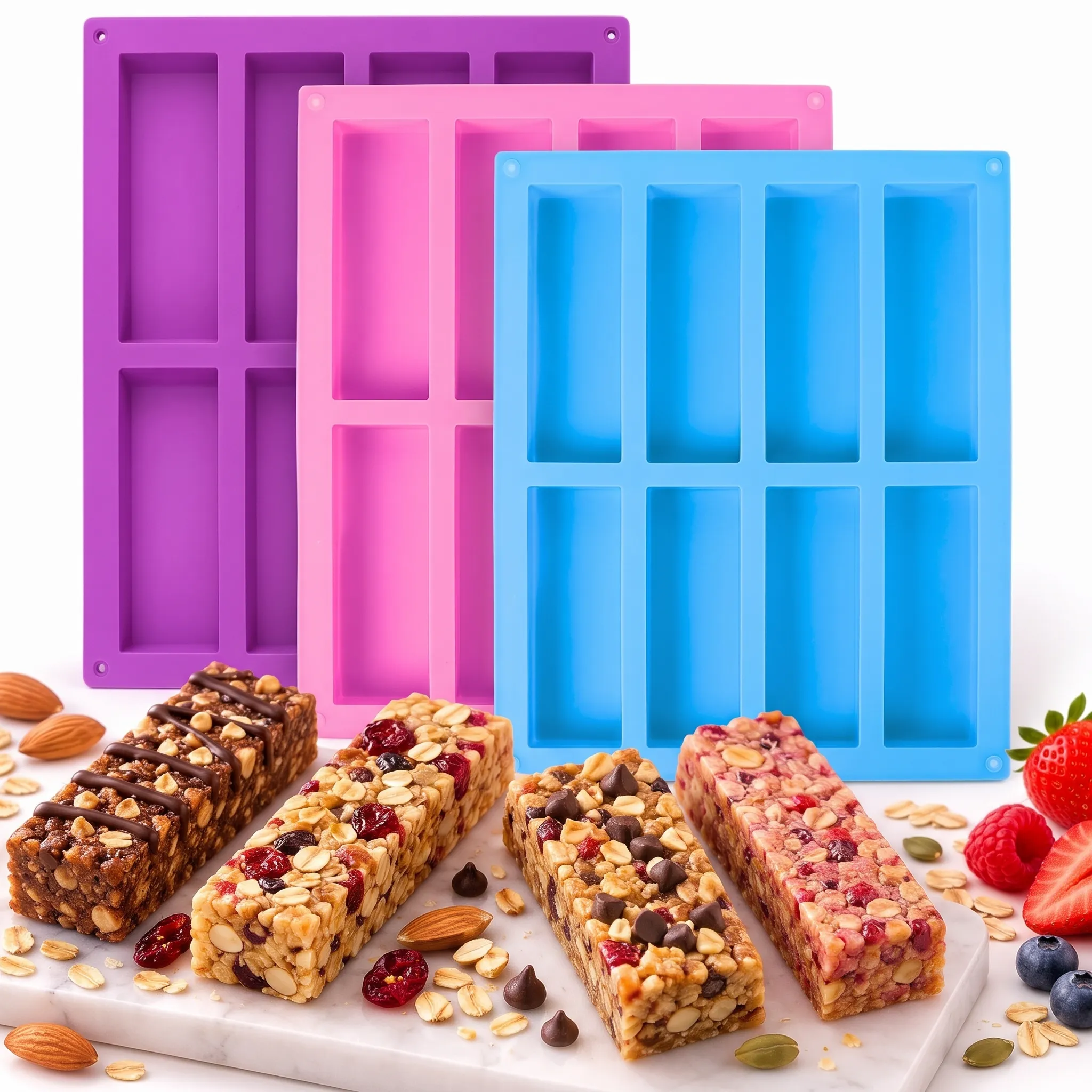 Molde Silicona Barras Proteina Chocolate 8 Cavidades 1 Pieza