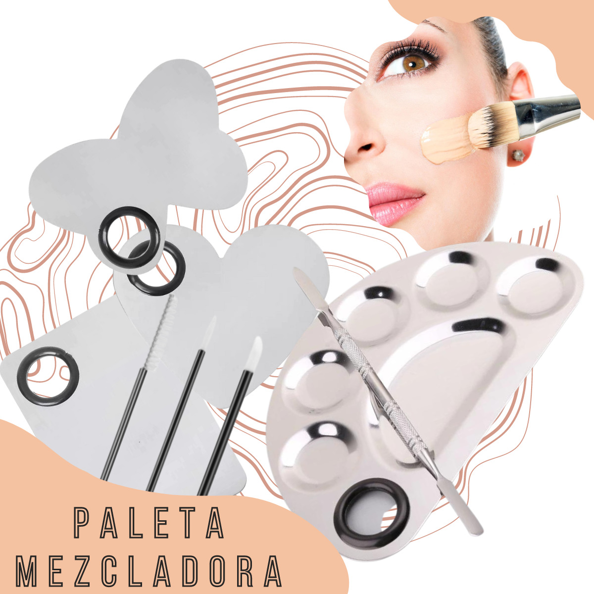Paleta Mezcladora Maquillaje Con Espátula Make Up Belleza - VERALY