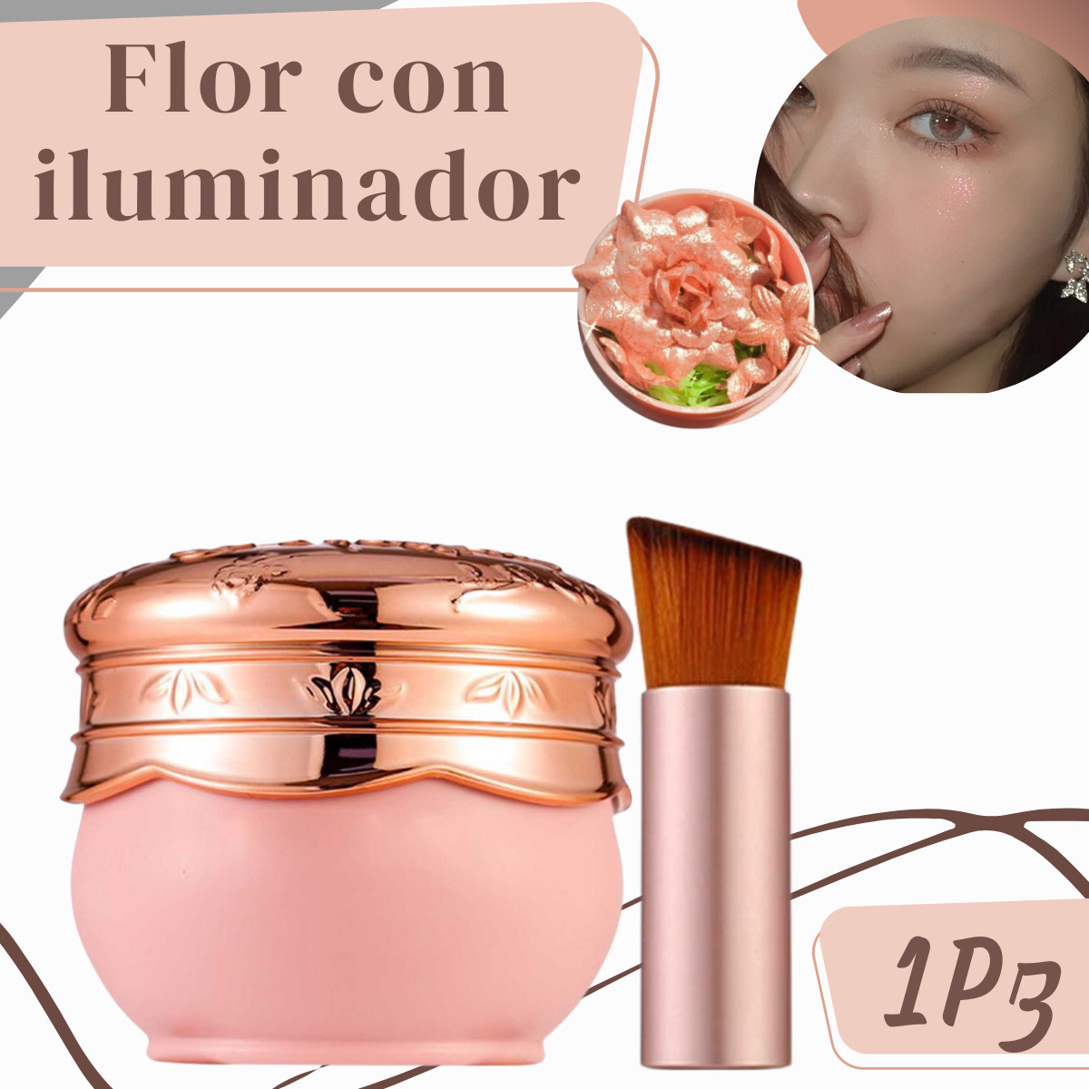 Flor Con Iluminador Highlighter Make Up Belleza Bocha
