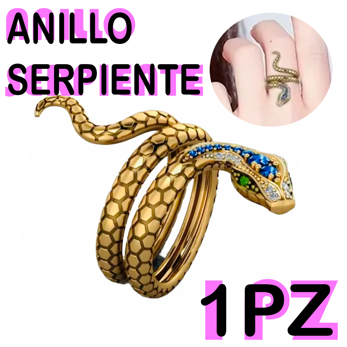 Anillo Víbora Serpiente Dorado Aleación Zinc Elegante Ajusta