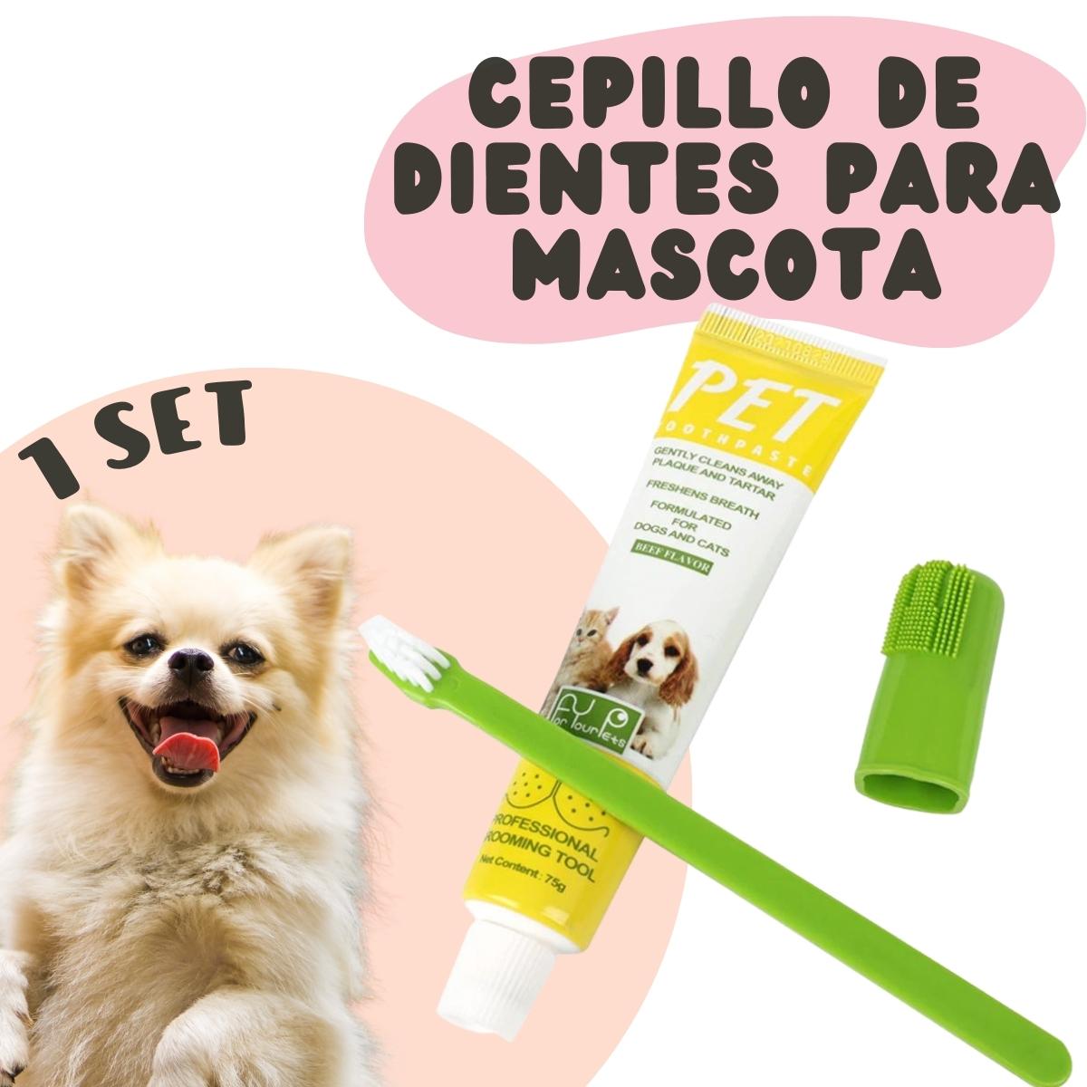 Kit Dental Mascotas Pasta Dientes Cepillo Doble Limpieza