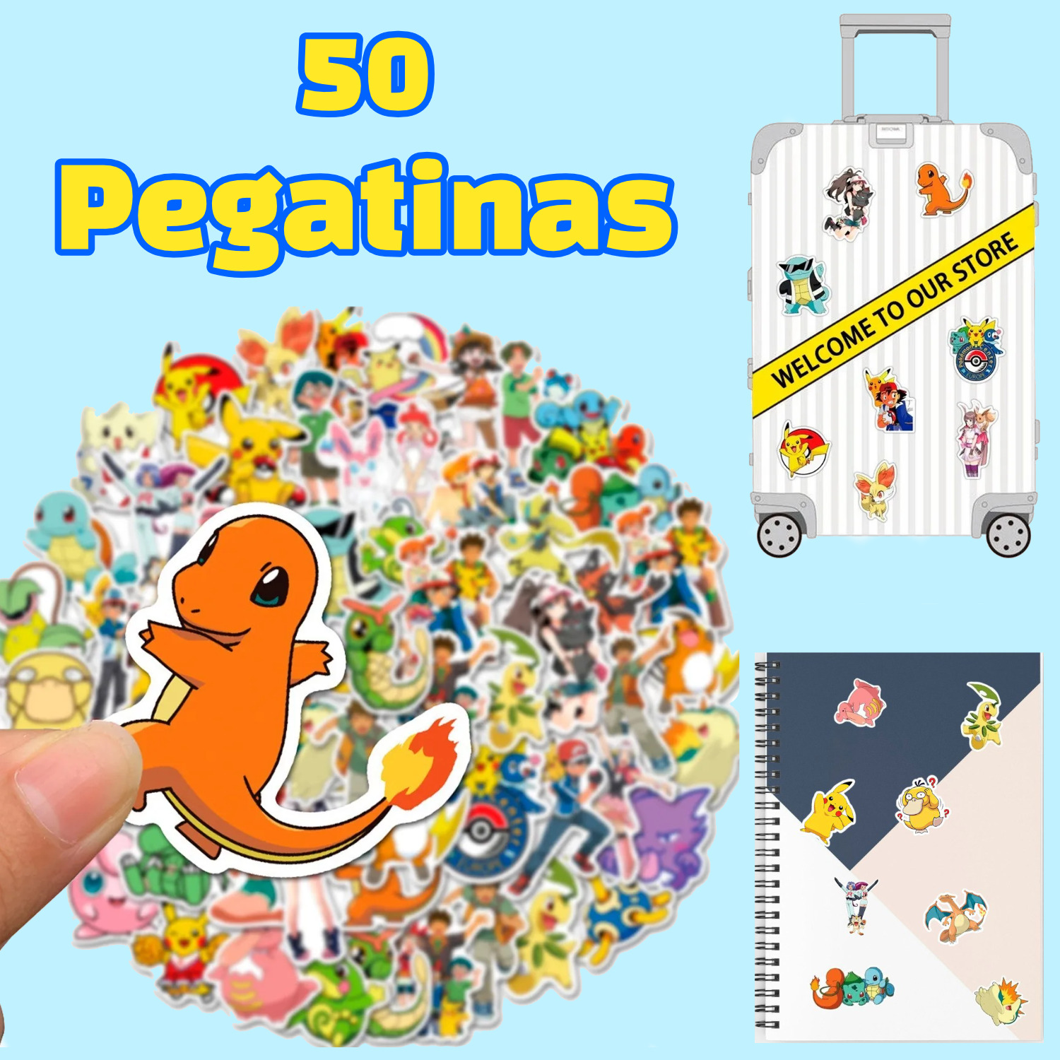 Pegatinas, 50 piezas Pegatinas impermeables de pokemon, pegatinas