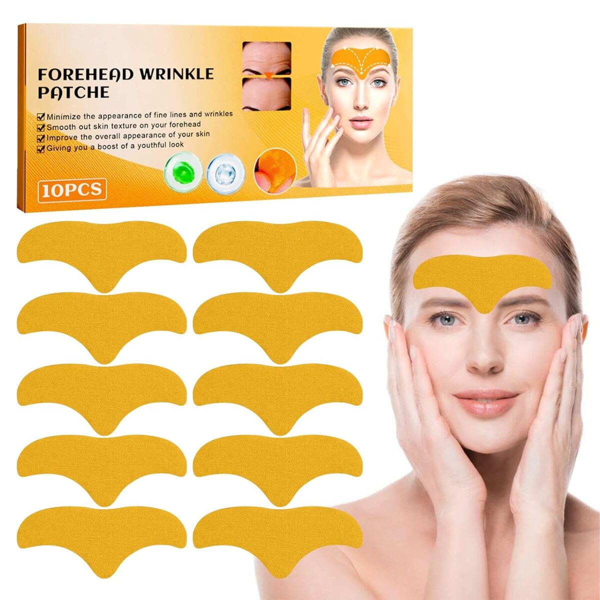 Set 10 Parches Cuidado Facial Anti Arrugas Frente Mascarilla Belleza Antiedad Rostro