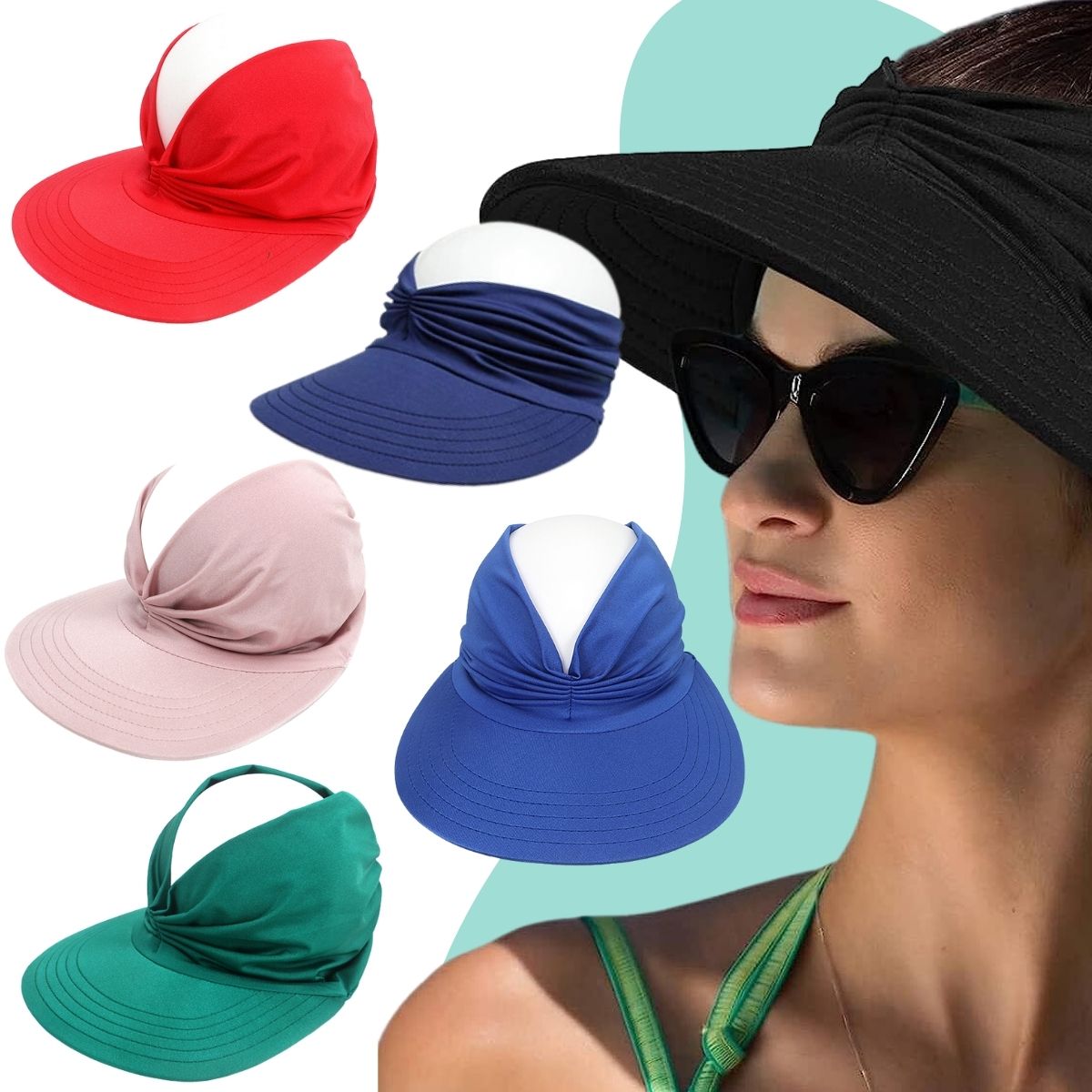 Visera Turbante Mujer Sombrero Playa Gorro Protección Uv